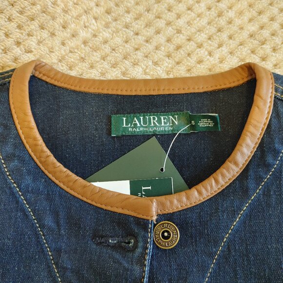 Ralph Lauren Jean jacket with leather trim - Picture 3 of 14